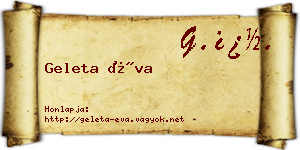 Geleta Éva névjegykártya